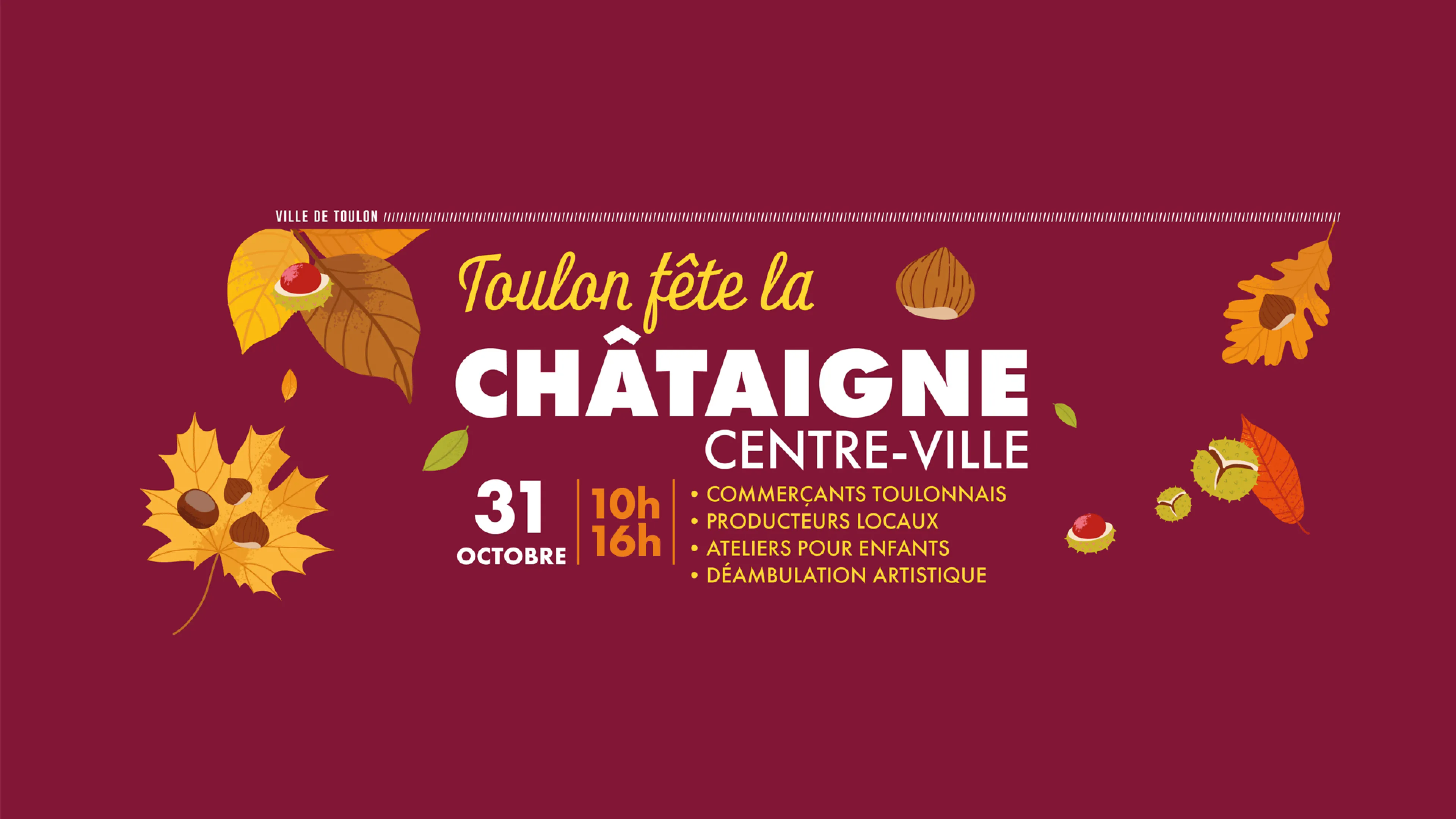 Le bandeau du site Internet est très graphique : il comporte des feuilles de châtaignier, des châtaignes et des bogues de châtaignes