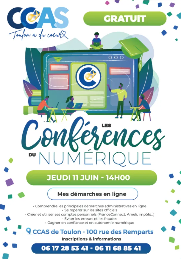 affiche sur la conférence numérique mes démarches en ligne du ccas de Toulon