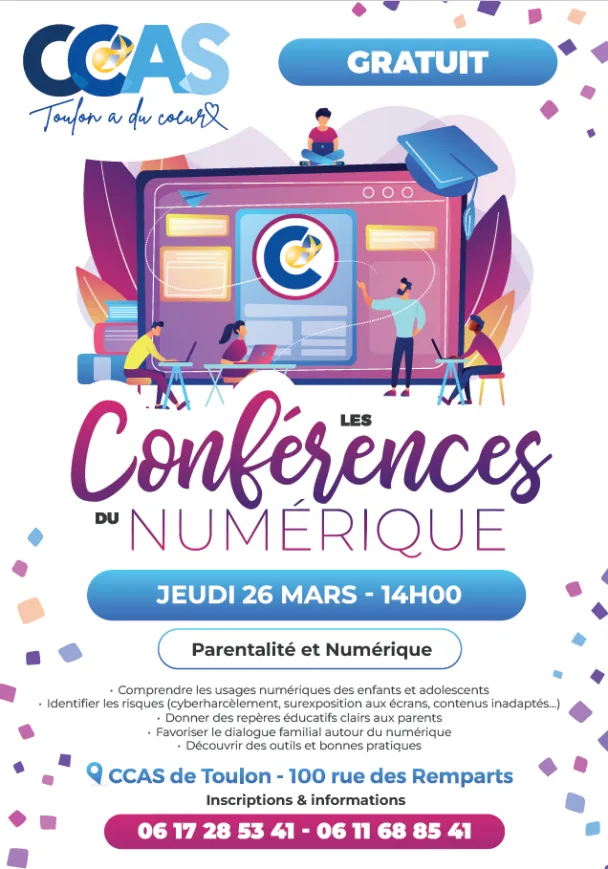 affiche des informations pratique de la conférence numérique du ccas DU 26 MARS 2026
