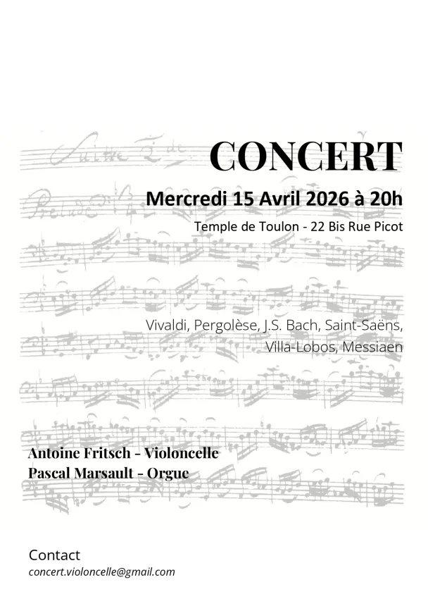 Concert orgue et violoncelle - Toulon