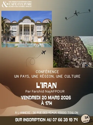 Affiche annonçant la conférence sur l'Iran