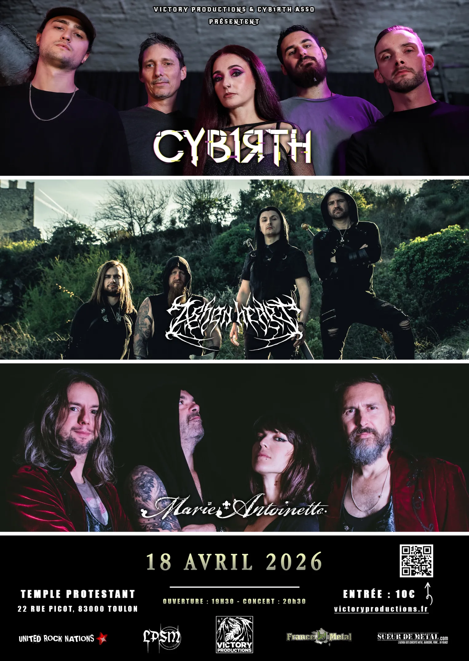 Concert (musique Metal) - Cyb1rth, Ashen Heart et Marie Antoinette_Toulon