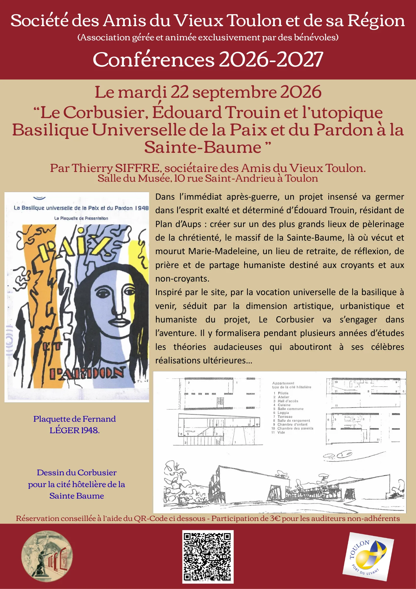 Conférence  - Le Corbusier, Edouard Trouin, et l’utopique Basilique universelle de la Paix et du Pardon à la Sainte-Baume_Toulon