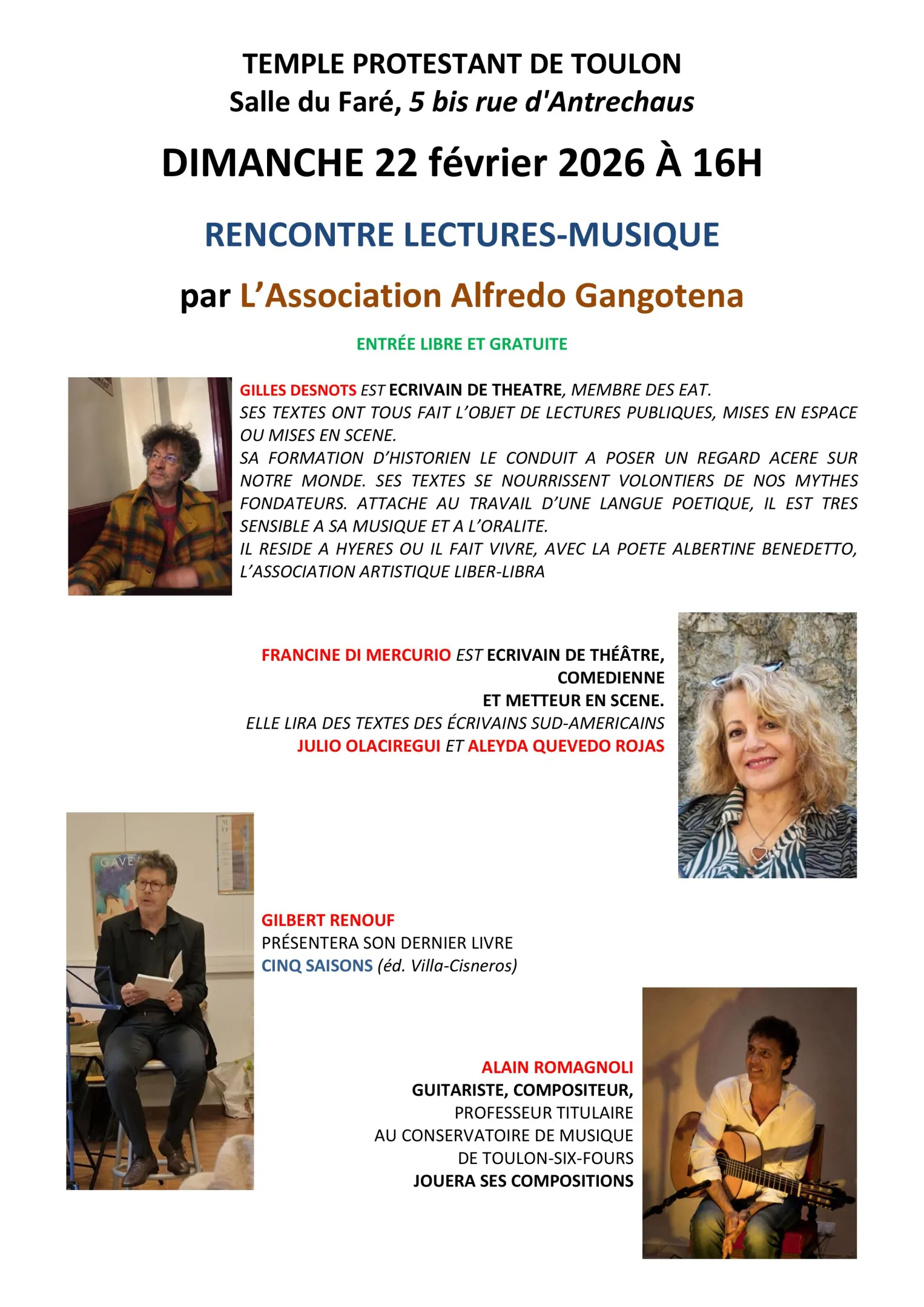 Rencontres lectures-musique par l'association Alfredo Gangotena_Toulon