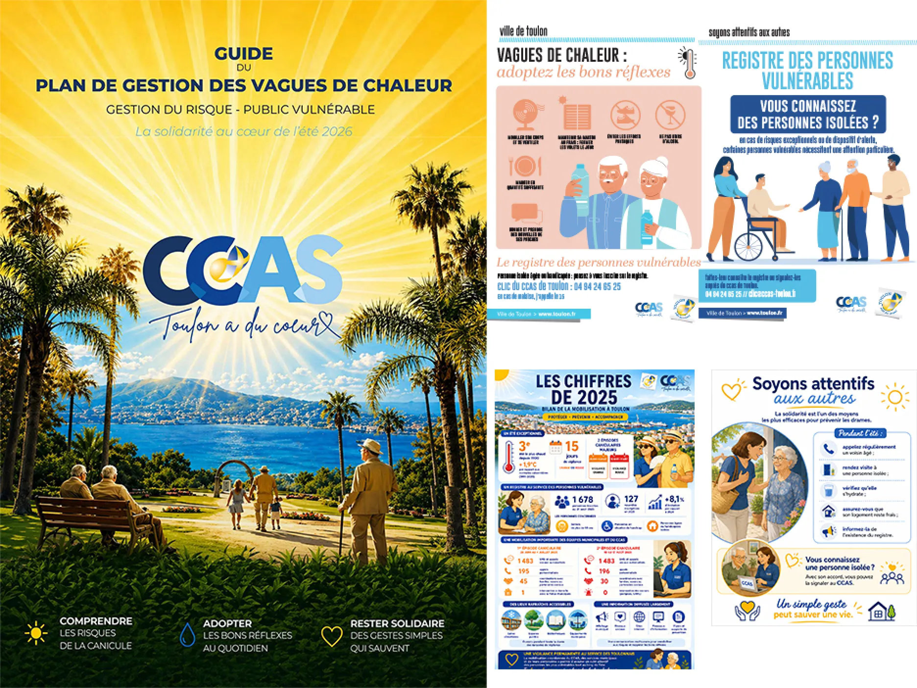 visuels de la couverture et pages du guide du plan de gestion des vagues de chaleur